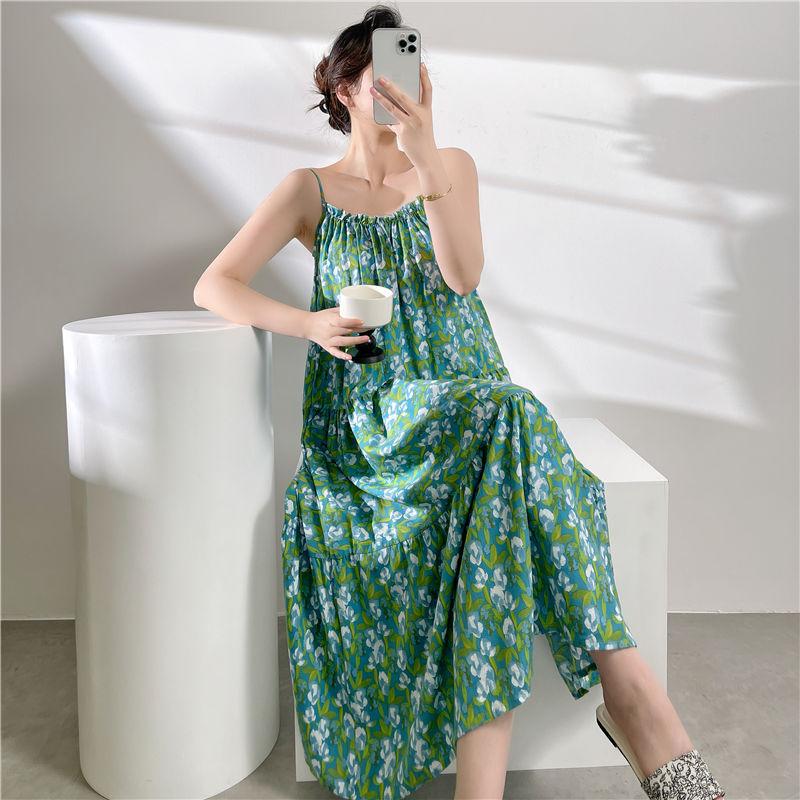 New Cotton and Silk Solid Color Suspender Nightdress Women's Spring and Summer Sexy High-end Suspender Skirt Cotton and Silk Can Be Worn Outside Dress