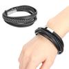 20.5cm Men MultiLayer Bracelet Woven Bracelet Hand Wristband with Magnetic Buckle(Black )