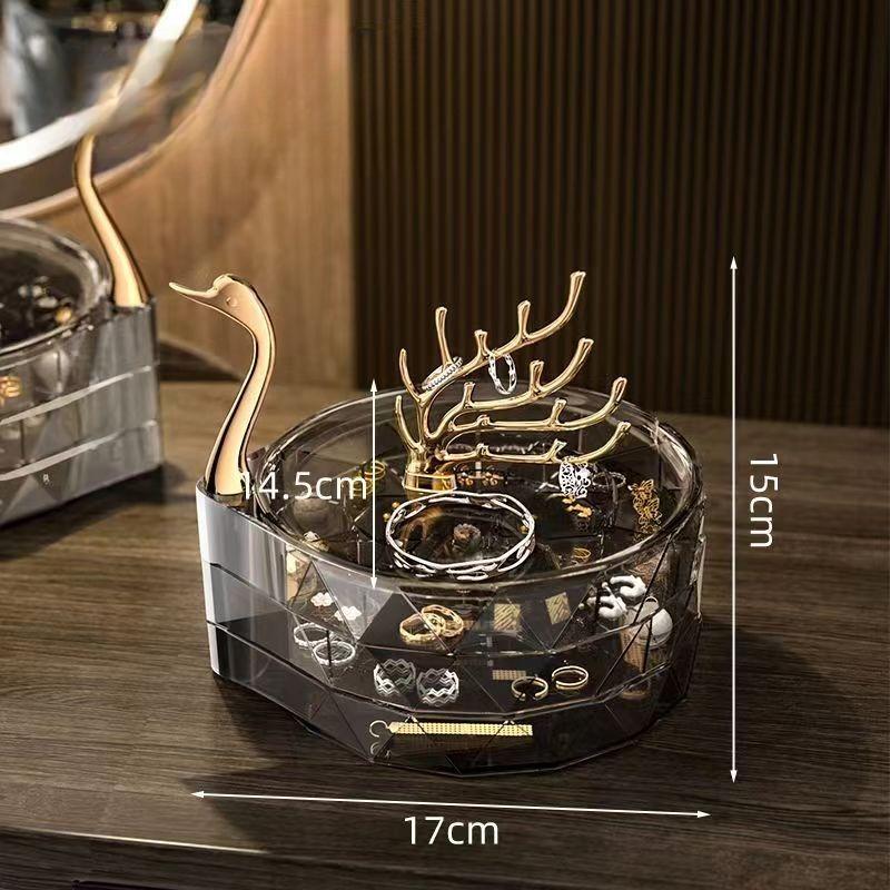Swan Multi-Grid Jewelry Organizer for Necklace Earrings Rings Bracelets Rotatable Necklace Organizer Home Decoration Gifts