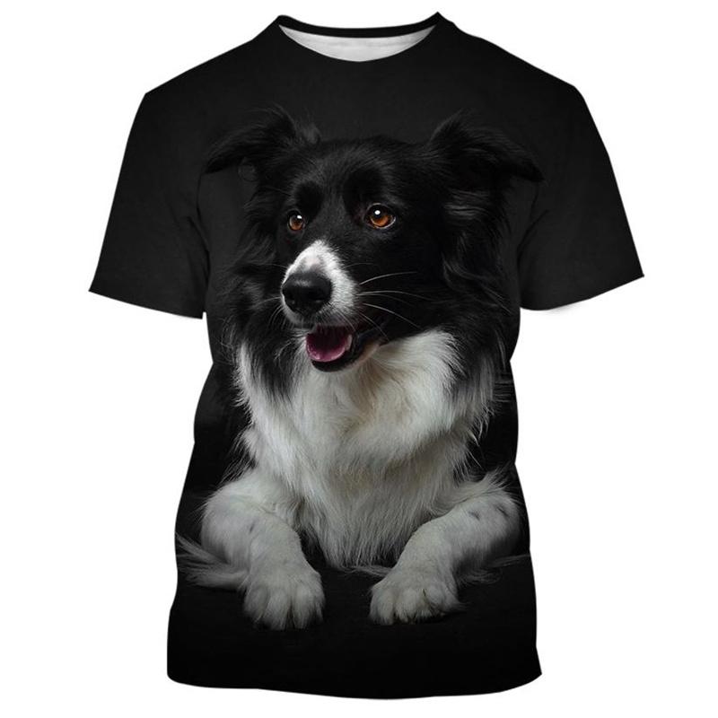 Border Collie 3D Gedrucktes T-Shirt Für Männer Mode Niedlicher Tierhund Unisex Rundhals Lässig Kurzarm T-Shirt Kleidung