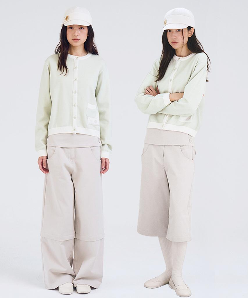 OAFISH Belted Panel Convertible Pants, Light Gray
