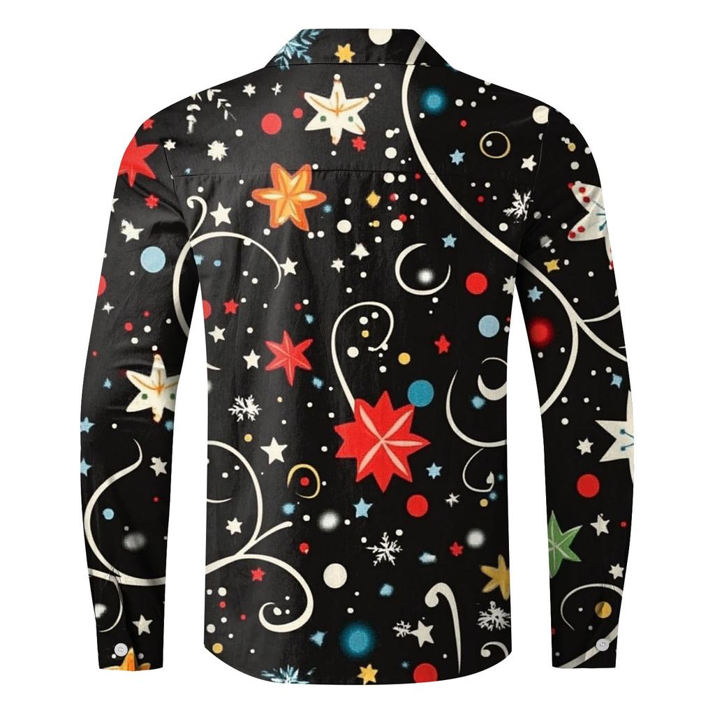 Men'S Casual Loose Fitting Long Sleeved Shirt Fashionable Lapel Shirt Top