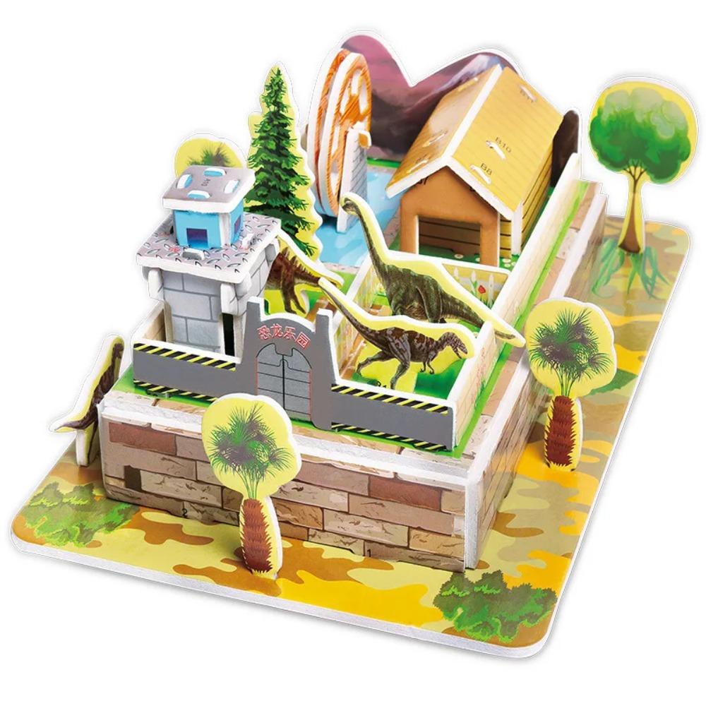 Kids 3D Stereo Puzzle Cartoon House Castle Building Model DIY Handmade Early Learning Educational Toys Gift for Children
