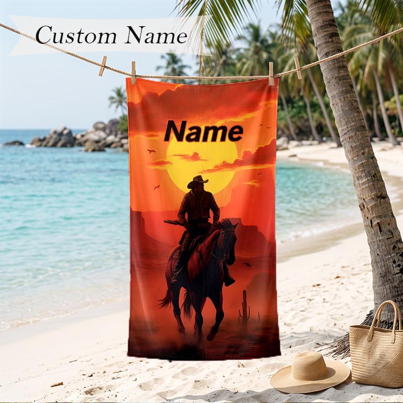 Yellowstone Custom Name Printed Beach Towel Personalized Soft Towel For Swimming Beach Travel
