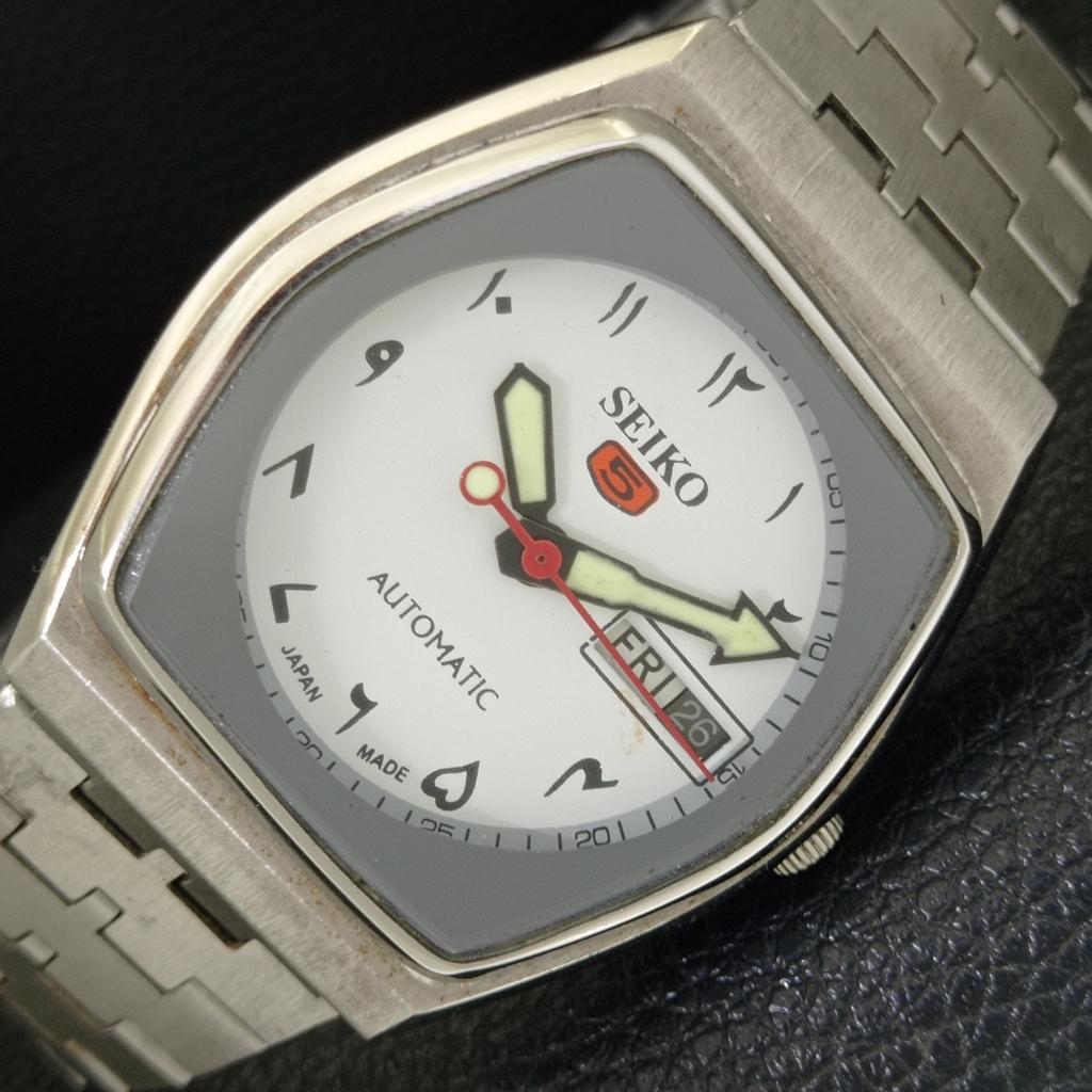 GENUINE VINTAGE SEIKO 5 AUTOMATIC 6119C JAPAN MENS WHITE DIAL WATCH A702463-5 R124-a702463