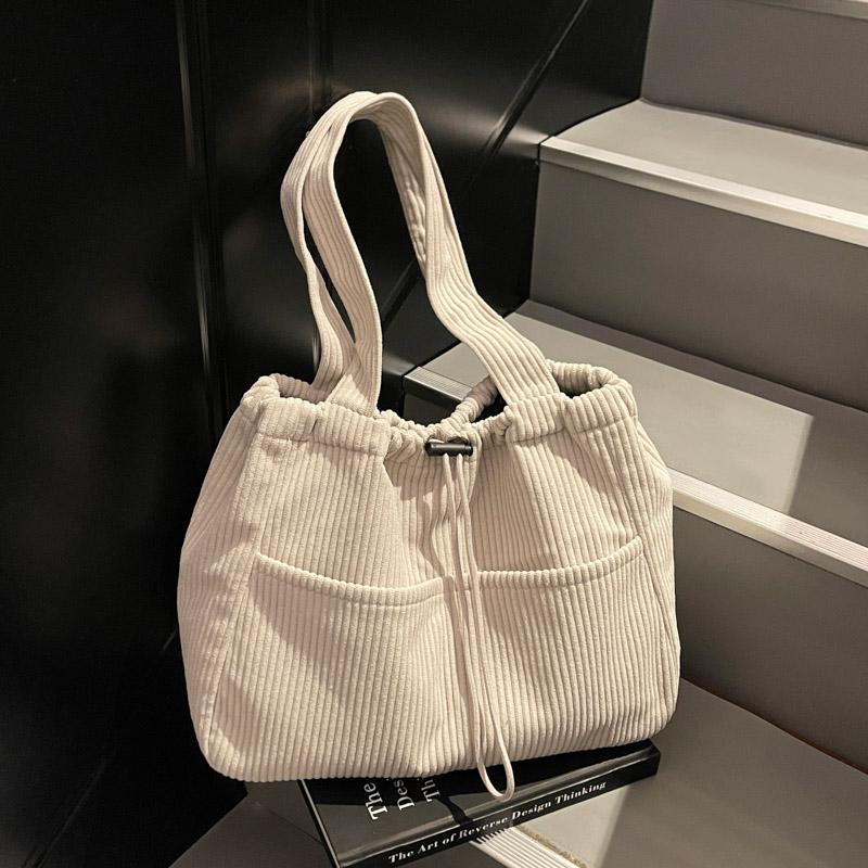 Corduroy Bag Women's Large Capacity Shoulder Shopping Bag Commuter Tote Bag