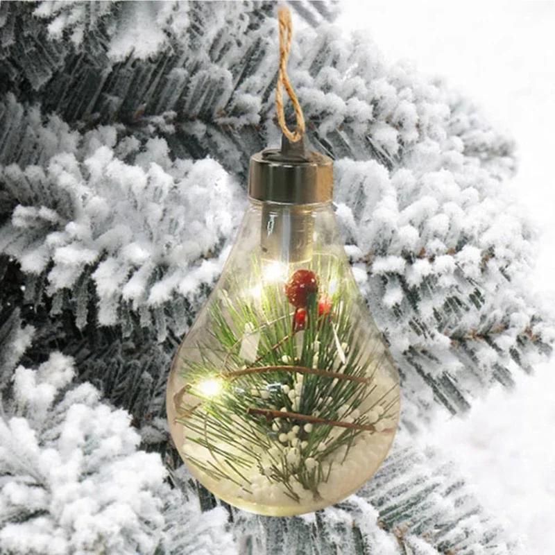 LED Christmas Bulb Decorative Light Hanging Light Christmas Ornaments Home Party Wedding New Year's Decor Transparent Night Lamp
