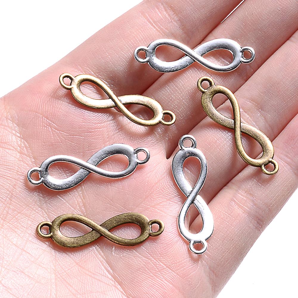 100Pcs Antique Metal Infinite Shape Beads 8 Forever Sign Spacer Beads For Jewelry Making Bracelet Necklace Findings Supplies