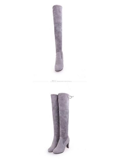New European & American Over-the-Knee High Heel Boots – Thick Heels, Plus Sizes Available