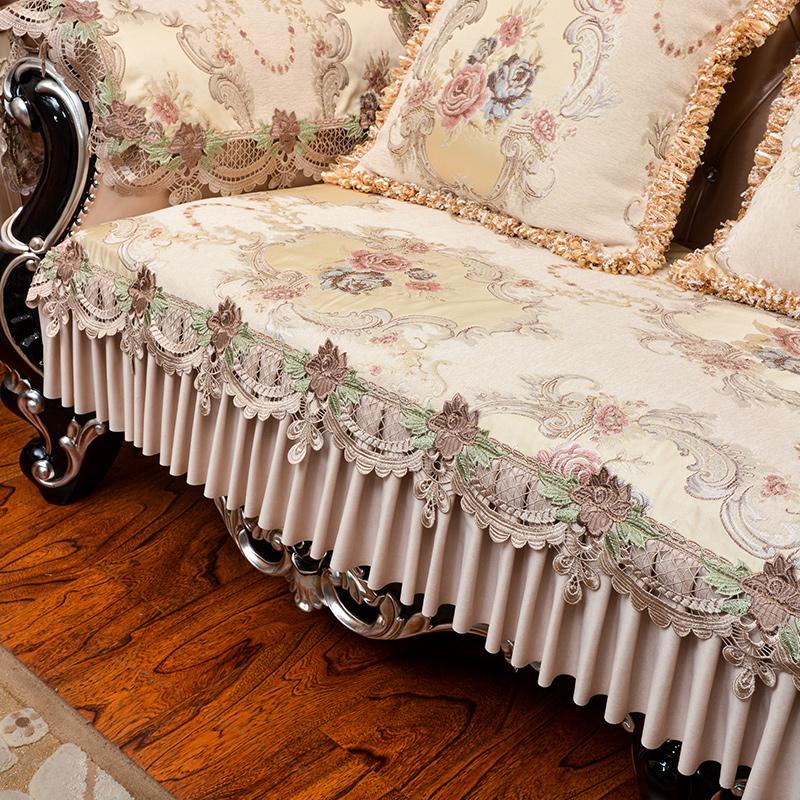 European Non-slip Sofa Cover Four Seasons Universal Seat Cushion Embroidery Lace Jacquard Sofa Towel Pillowcase Armrest Towel