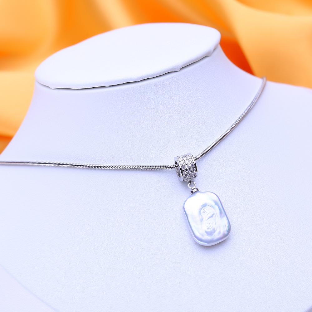 LSOOYH Natural Freshwater Big Baroque Pearl Necklaces Party Elegant Vintage Silver Color Pendant, Birthday Gifts for Women