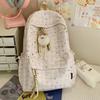 Schoolbag Backpack Schoolbag Niche Cute Fresh High Value Plaid Literature and Art Junior High School Students Large Capacity Casual Backpack