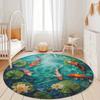 1pc Non-Slip Polyester Koi Fish Round Area Rug - Indoor Crystal Velvet Floor Mat 0.45cm Thickness for Living Room, Bedroom, Home