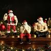 Novelty Santa Claus Statue Muscular Figurine Funny Hilarious Resin Strong Statue Durable Sculpture Christmas Collectible Desktop Ornament