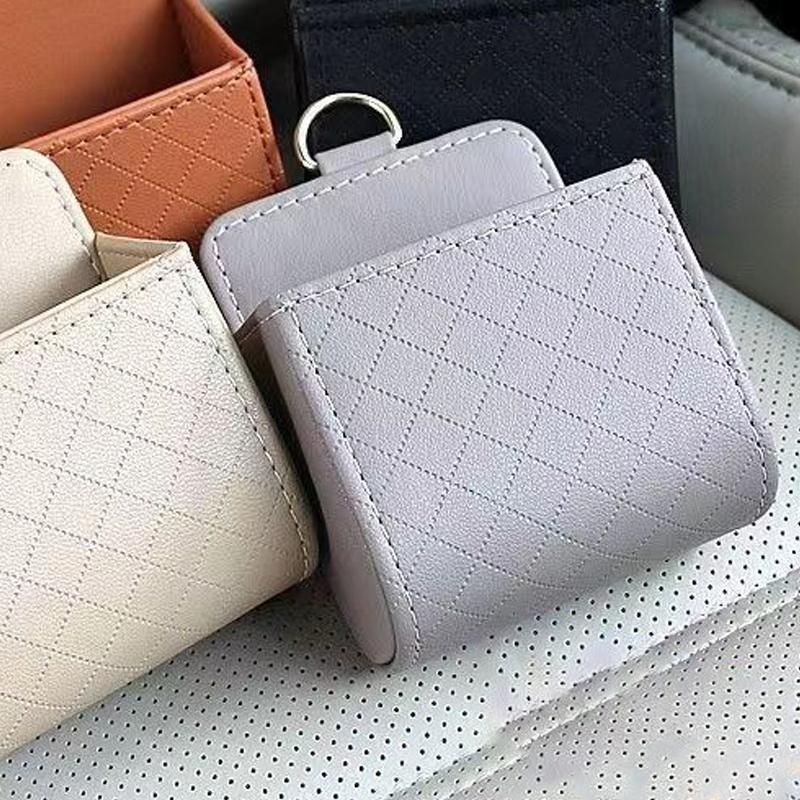 Car Phone Holder Mount Air Vent Hanging Storage Box Car Mobile Phone Bag Pu Leather Glasses Organizer Bag Support In Home