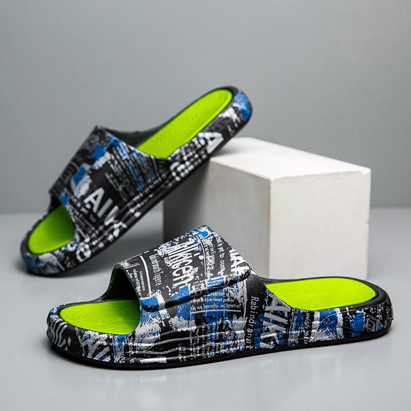 

Новые тапочки из ЭВА для мужчин, верхняя одежда для дома, мягкая подошва, противоскользящая и износостойкая, толстая подошва, на подкладке, одно слово перетаскивание 39 чёрный