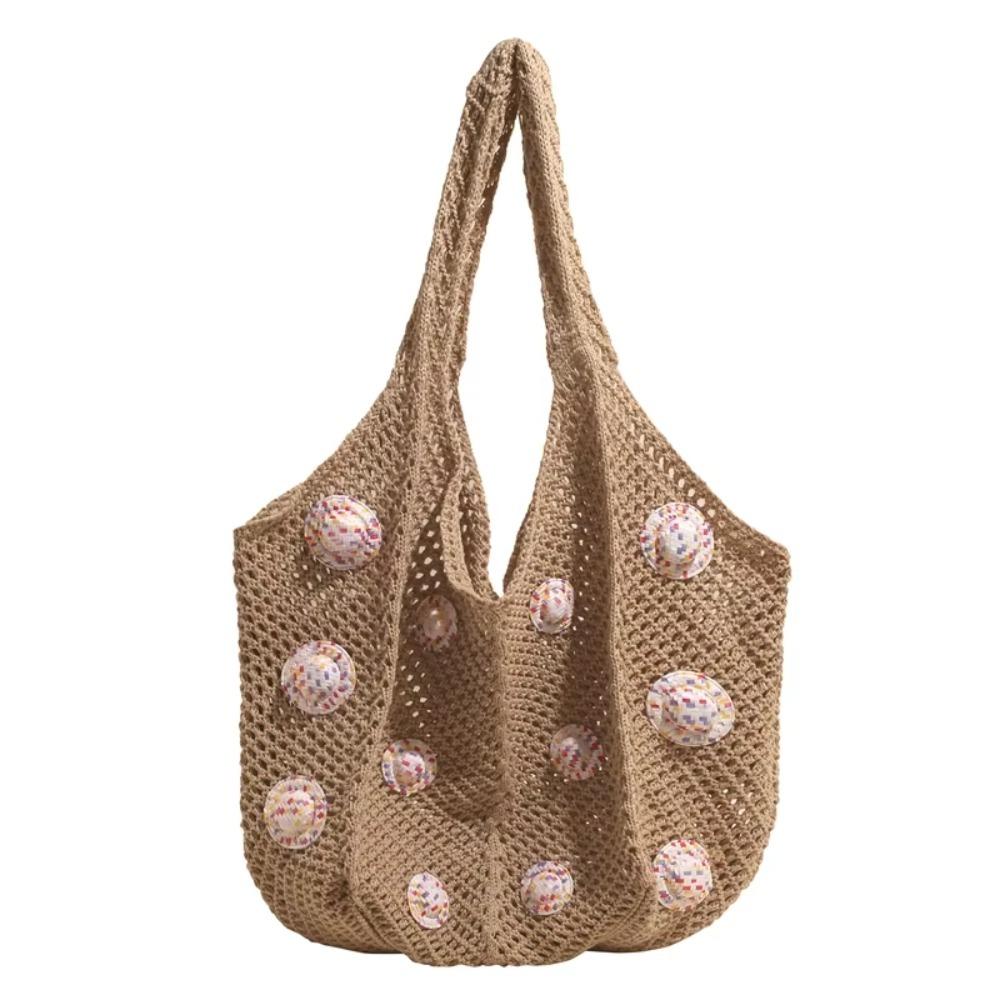 

Large Capacity Woven Beach Bag Lazy Style Casual Tote Bag Leisure Knitted Handbag Daily хаки