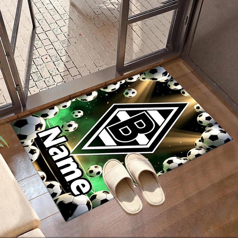 Benutzerdefinierter Name Personalisierter Borussia Mönchengladbach Druckteppich, Vielseitiger Wohnkulturteppich, für Spielzimmer, Wohnung, Balkon, Eingangsbereich, Flur Geschenk