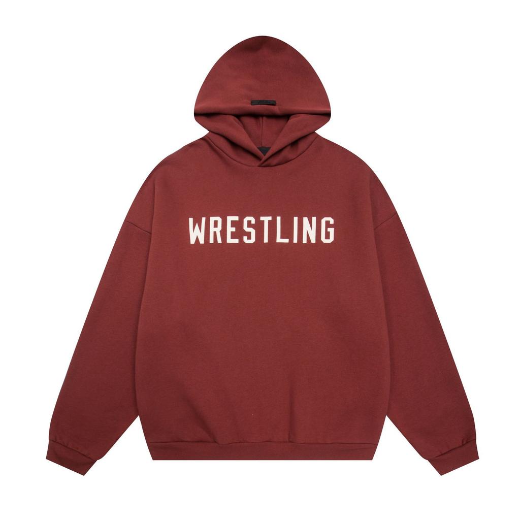 Autumn and winter new FOG tide brand WRESTLING letter printing hooded sweater for men and women of the same style
