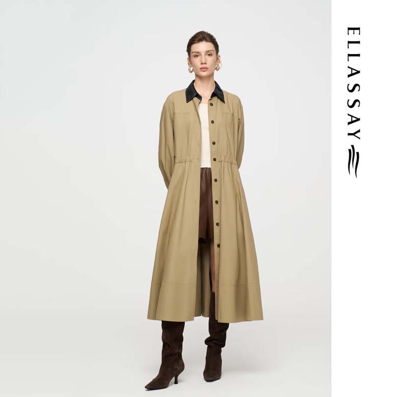 ELLASSAY Women's Lapel Adjustable Waist Trench Coat