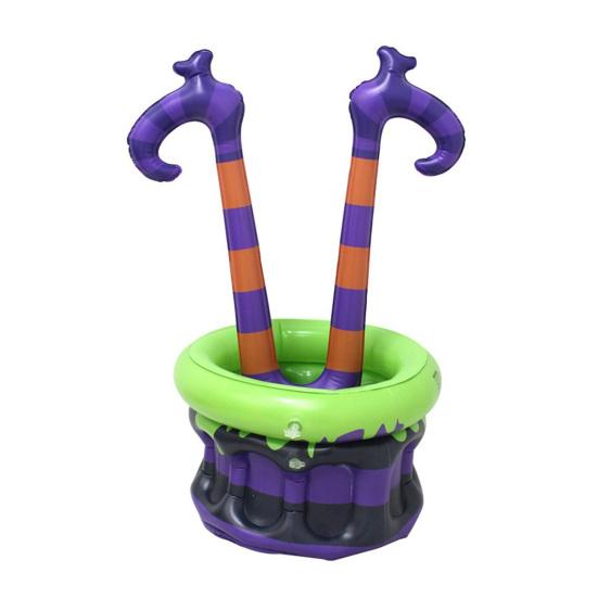 Balde de Gelo Inflável de Halloween, Tina para Bebidas de Pernas de Bruxa, Cooler Roxo Laranja para Decoração de Festa, Reunião ao Ar Livre