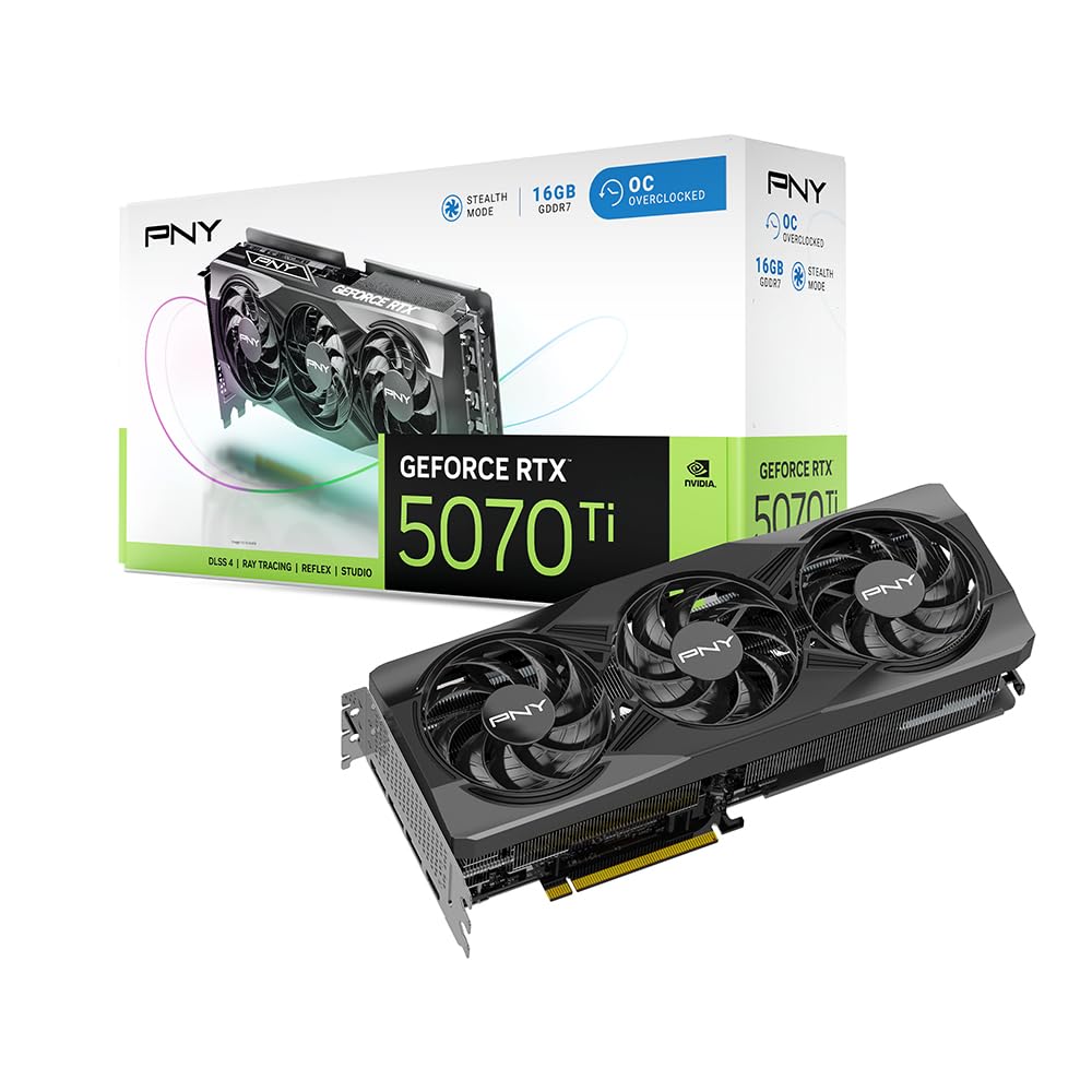 PNY GeForce RTX 5070 Ti 16GB Overclocked TripleFan Graphics Card VD9079 VCG5070T16TFXPB1-O