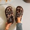 Autumn thick-soled cotton slippers fluffy slippers women's autumn and winter new feeling leopard print outer wear plush bag head slippers