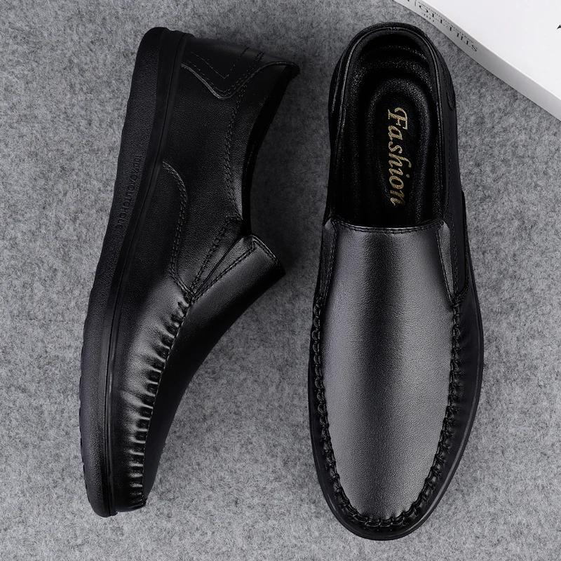 Genuine Leather Men's Loafers Soft Cowhide Men Casual Shoes Luxury Brand Male Driving Footwear Slip-on Flats Handmade Moccasins
