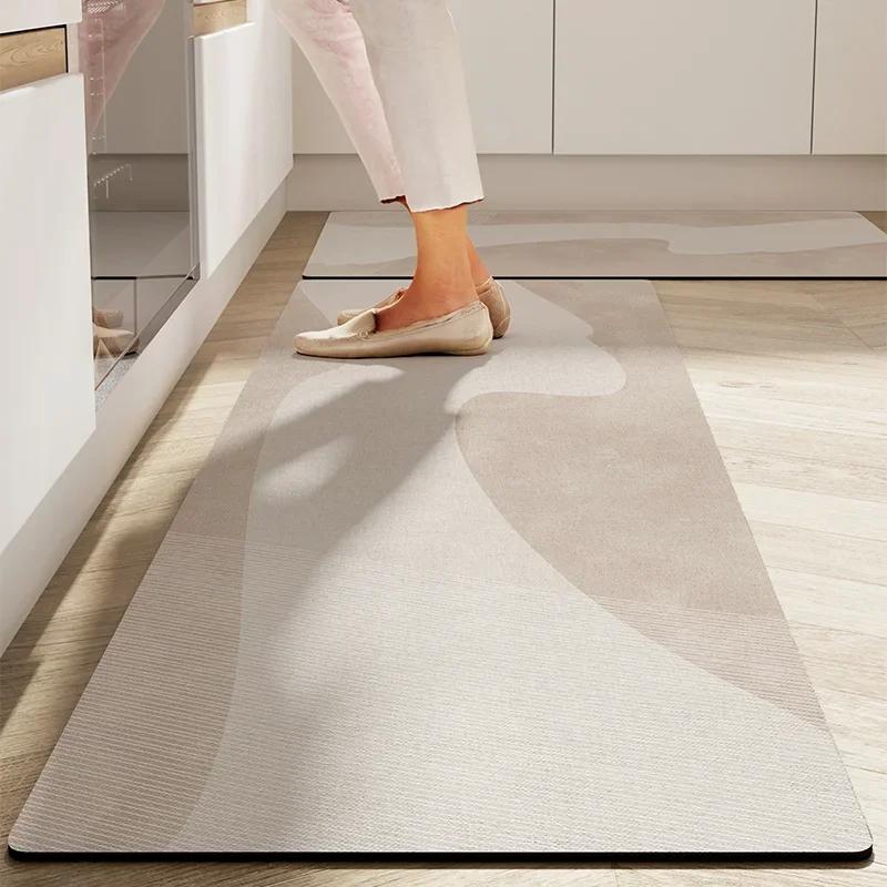 Kitchen Carpet Water-absorbent Anti-slip Floor Mat Diatom Mud Oil Absorption Foot Mats Minimalist Stripe Home Decoration Rug