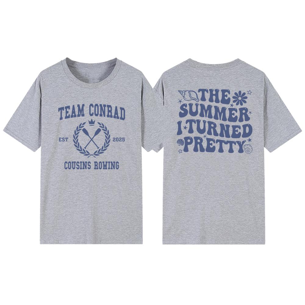 

Лето, когда я стала красивой Футболка TSITP Команда Конрада Футболка Мужская Женская Футболки с коротким рукавом Пляжная Летняя Атмосфера Рубашка Уличная Одежда Топы M серый