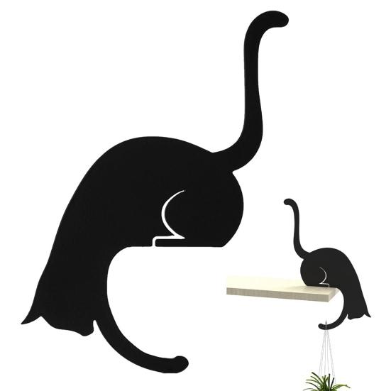 Storage Rack Hanger Hook Strong Load-bearing Easy to Install Cat Shaped Decorative Wall Door Wooden Hook Key Hanger