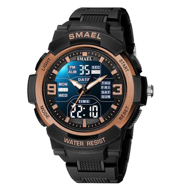 Herre Militærklokke Nye moteklokker Quartz Armbåndsur Herre 50m vanntett sportsklokke Digital Shock Army Watch