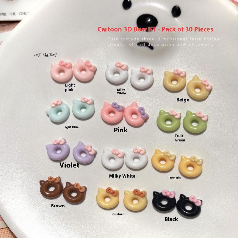 30Pcs Cartoon Doughnut Nail Art Decorations Mix Shapes Nail Charms Manicure Decals for Nail Salon Accessories