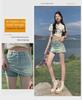 Women's High Waist Retro Denim Skort: A-Line, Anti-Exposure, Small Size