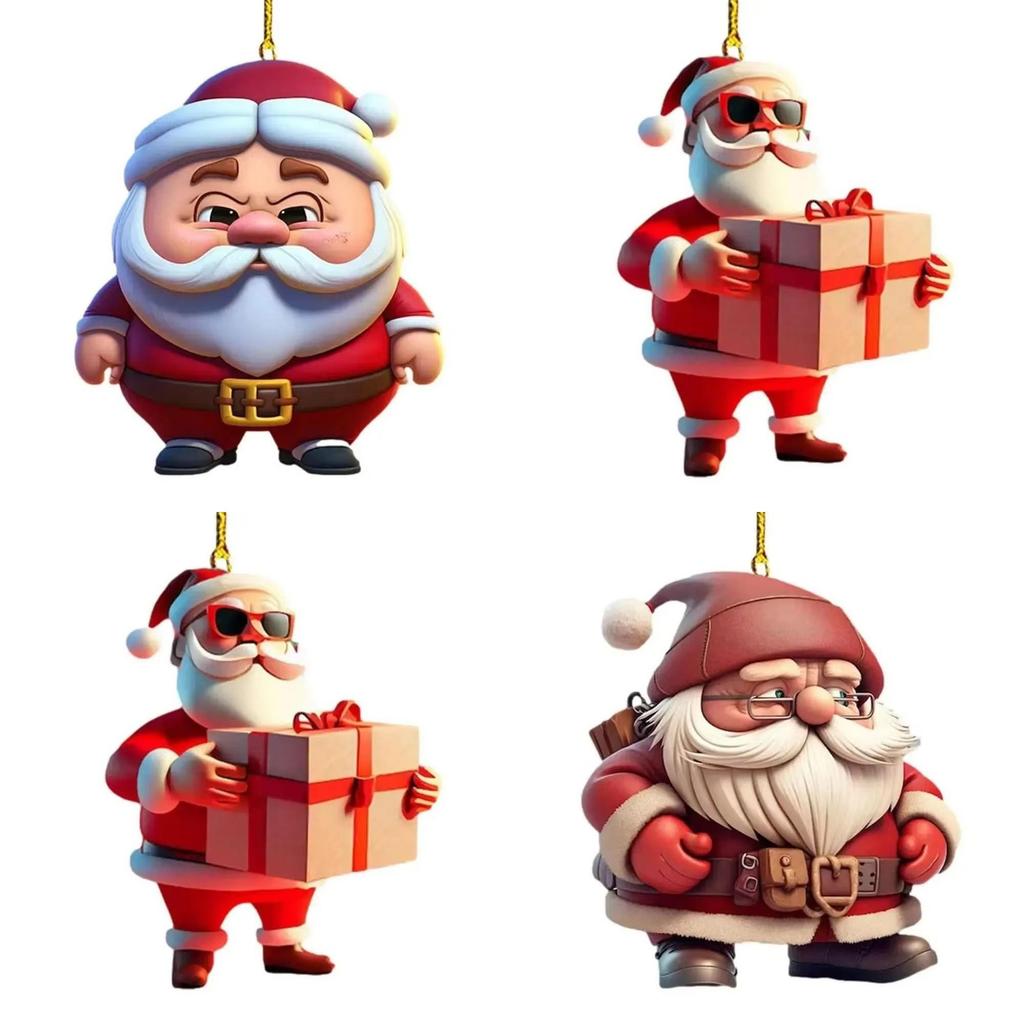 Christmas Themed Santa Claus Pattern Acrylic Pendant For Auto Interior Decor