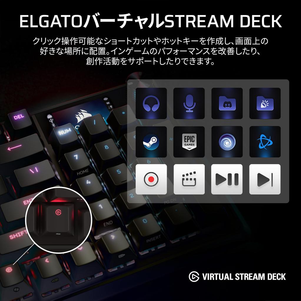 CORSAIR VANGUARD 96 PRO Wired Gaming Hall Effect MLX Hyperdrive Linear LCD Flashtap Elgato Stream Deck Japanese Black Keyboard, 96% Layout,