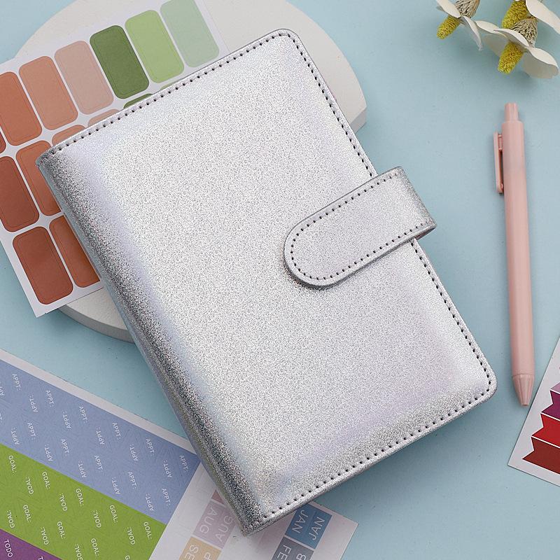 2022 Macaron A6 6 Ring Loose Leaf Journal Notebook PU Leather Notebook Zipper Budget Binder Notebooks Ring Binder