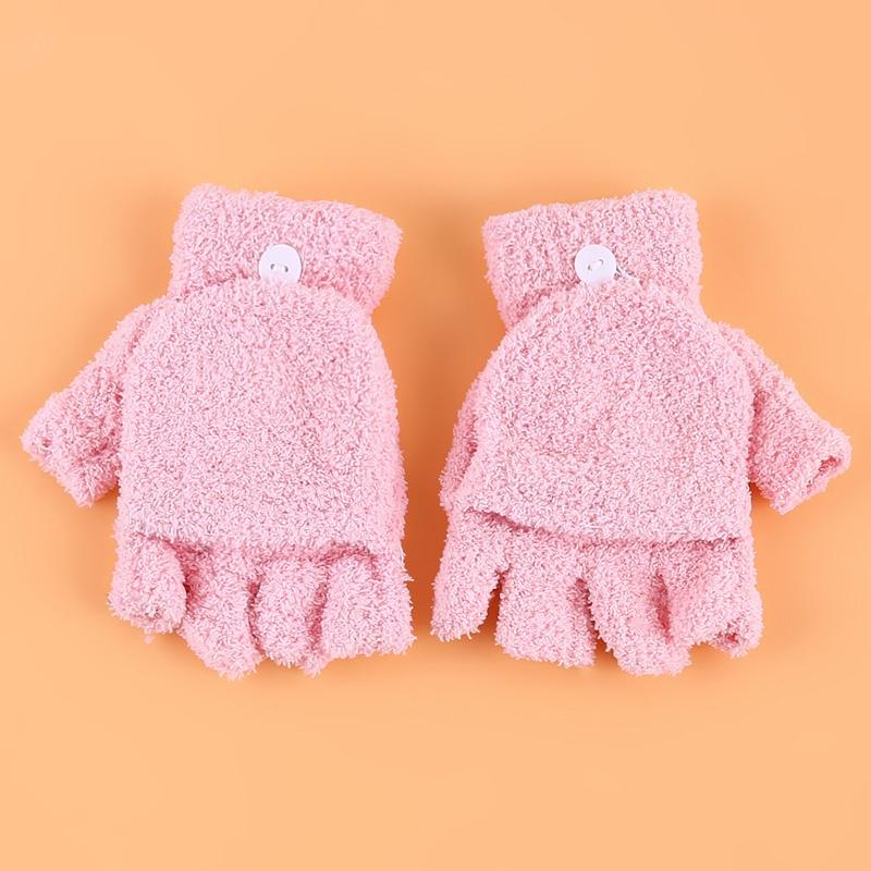 Halbfingerhandschuhe Multifunktional Umschlagbar Niedlich Korallenfleece Warm Kältefest Weich Bequem Damen Winter Warm Damen Handschuhe