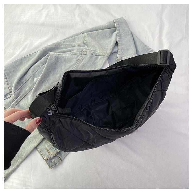Cotton Argyle Moon Crossbody Bag - Versatile Casual Women's Shoulder Bag with Printed Logo.