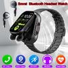 2 w 1 Ekran AMOLED Smart Watch Męski Z Słuchawkami Dousznymi Bluetooth Głośnik Tracker Muzyka Sportowy Zegarek Męski Wodoodporny Smart Watch