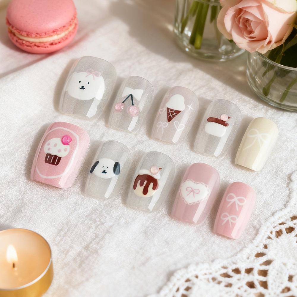

30-Piece Cat Eye Cartoon Fairy Tale Nails - Detachable, Sweet, Cute, & Stylish