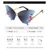 Luxury Butterfly Sunglasses Women Brand Y2k Vintage Rimless Oversized Sun Glasses Ladies Eyewear Gafas De Sol Gothic