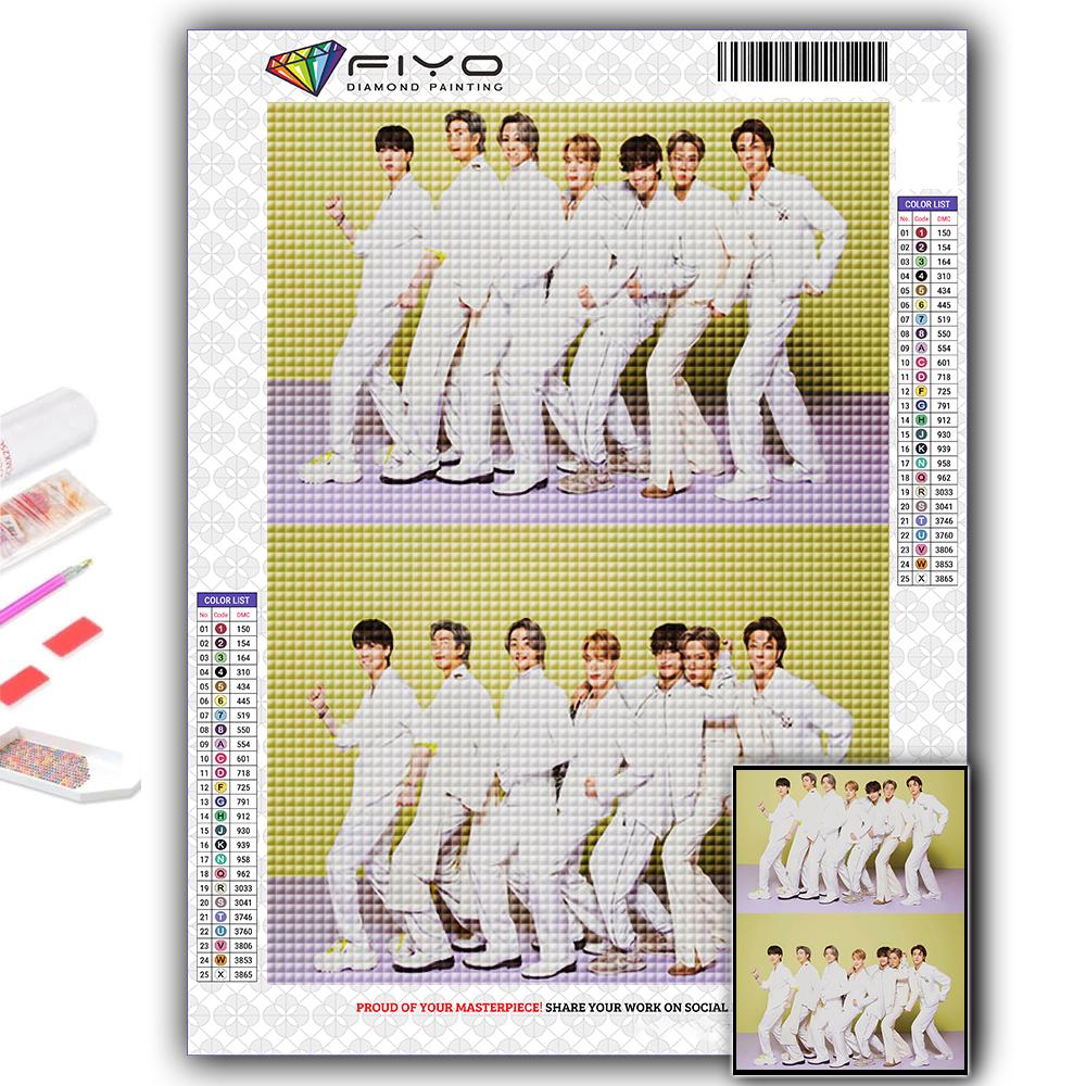 5D DIY Diamond Painting Cross Stitch Korean Boy Group Diamond Embroidery Mosaic Wall Art Home Decoration
