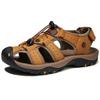 Men's Breathable Sandals Summer Beach Casual Sandals Closed Toe Thick Sole Outdoor Leather Sandals Hiking Sandals