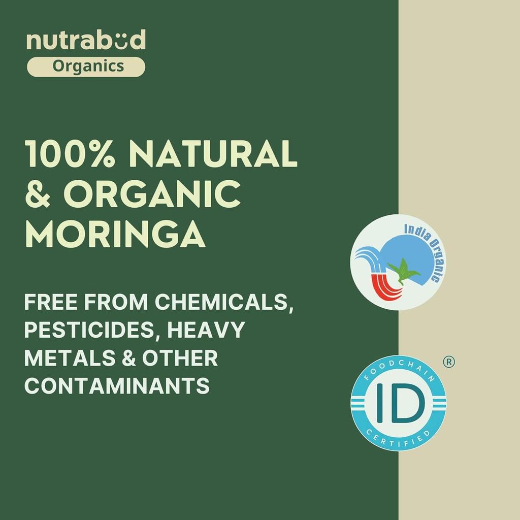 Nutrabud Moringa Tablets 1000mg Organic Supplement for Daily Energy Immunity and Digestive Support 180 Count Pack of 1