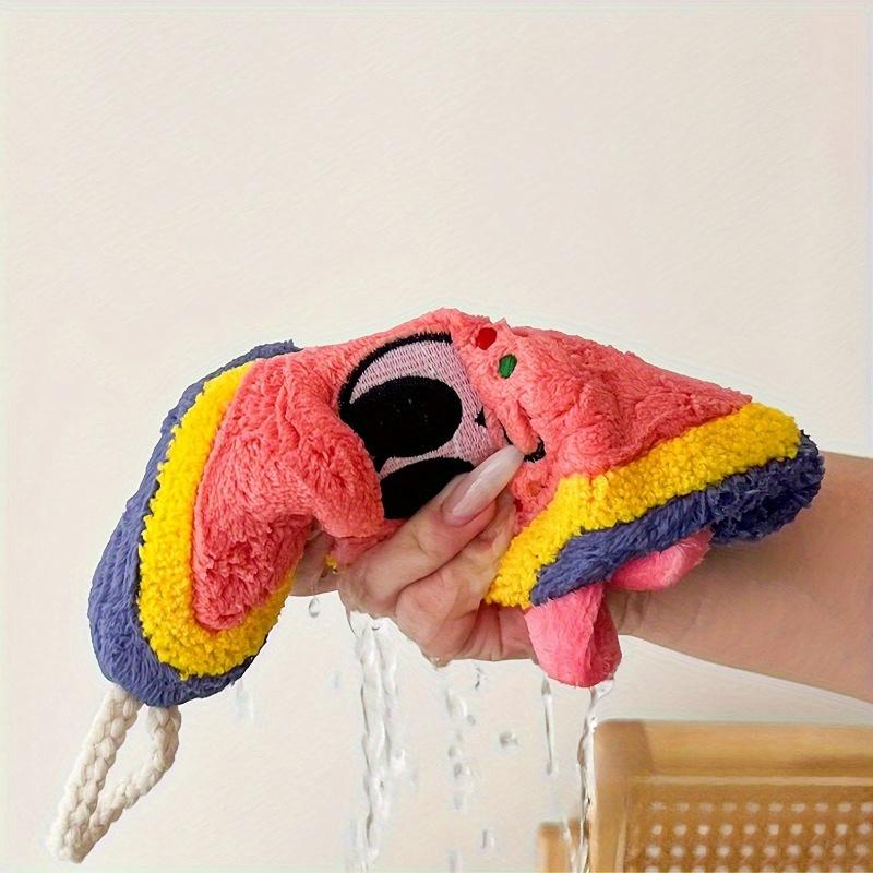 Soft Coral Fleece Hanging Hand Towel Thickened and Non-shedding Children's Cartoon Hand Towel Household Absorb Water Hand Towel