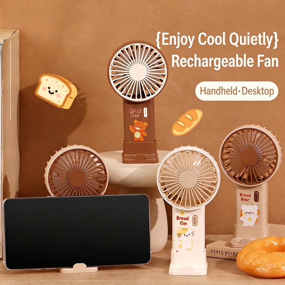Outdoor Handheld Fan 3 Speed Rechargeable Cordless Air-Khaki