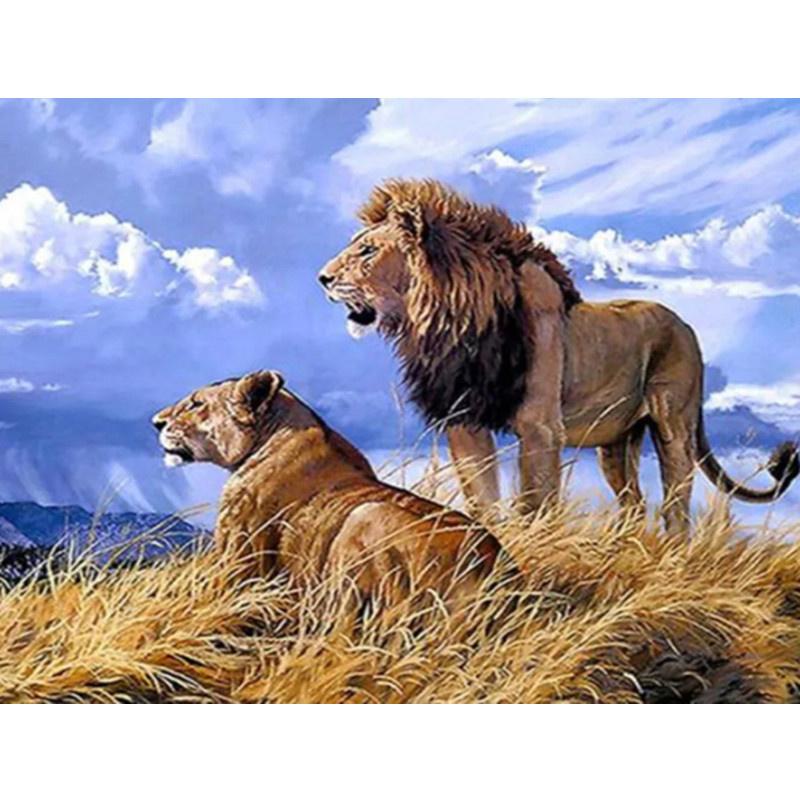 5D DIY Diamond Painting Animal Lion Diamond Embroidery Cross Stitch Kit Full Rhinestone Mosaic Home Decor