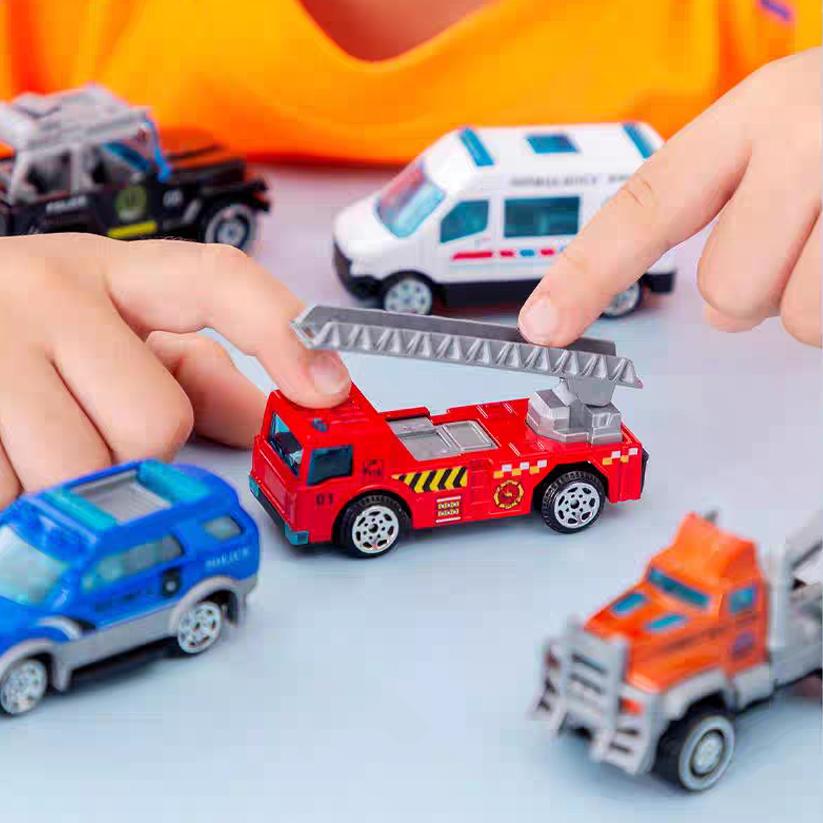 6Pcs/Set Mini City Ambulance Engineering Police Fire fighting Truck Plane Diecast Car Plane Vehicle Toys for Children