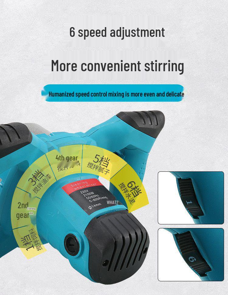 6-Speed Industrial All-Copper Motor Paint Mixer with Paddle Blade